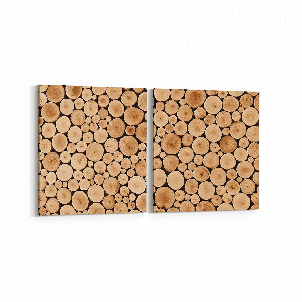 Olla 12002K2Y Ahşap Desen Görseli Kare 2'li Yatay Kanvas Tablo (Ölçü: 145X70)