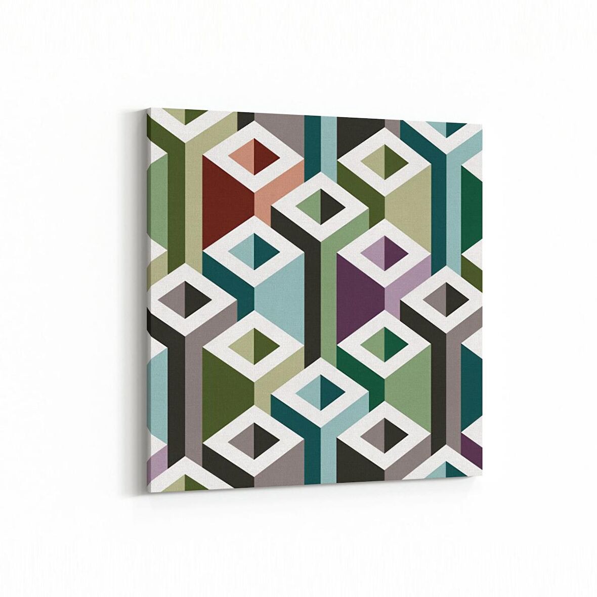 Olla 10017K Abstract 3 Boyut Görsel Kare Kanvas Tablo (Ölçü: 25X25)