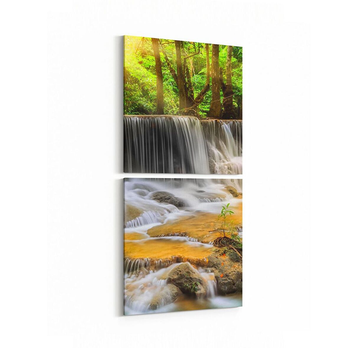 Olla 13619K2D Doğa / Manzara Görseli Kare 2'li Dikey Kanvas Tablo (Ölçü: 30X65)