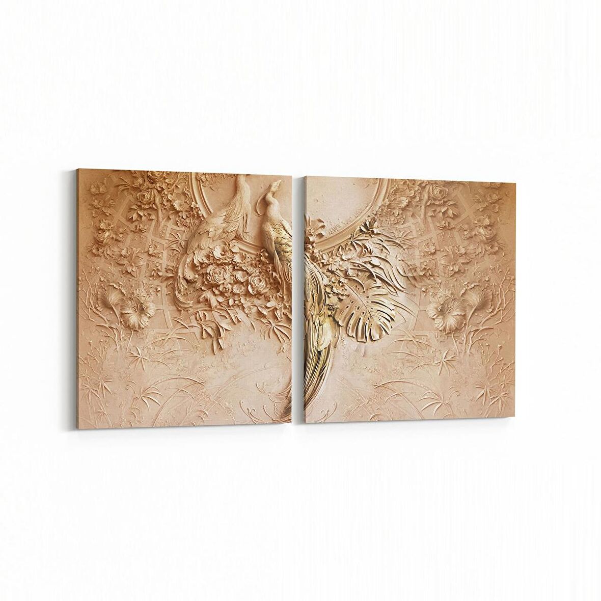 Olla 10002K2Y 3 Boyut Görsel Kare 2'li Yatay Kanvas Tablo (Ölçü: 85X40)