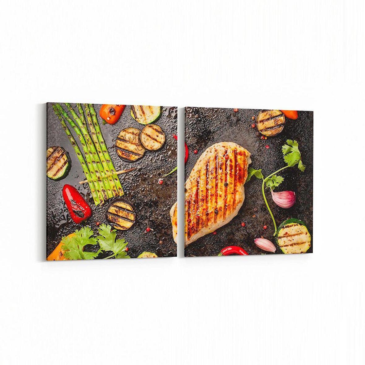 Olla 15281K2Y Gıda Görseli Kare 2'li Yatay Kanvas Tablo (Ölçü: 85X40)