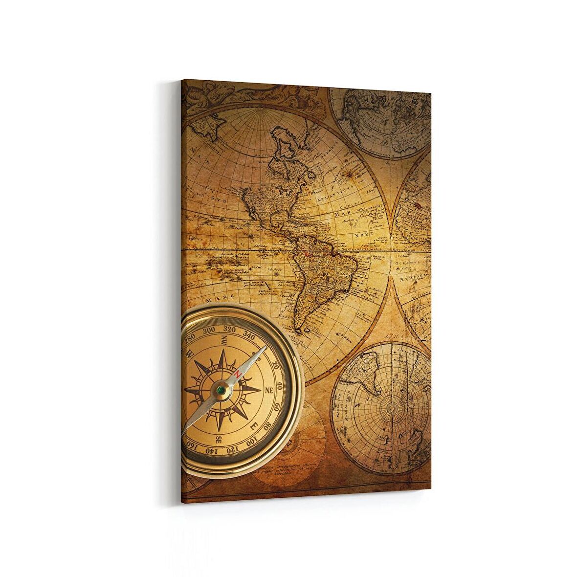 Olla 16152D Harita Görseli Dikey Kanvas Tablo (Ölçü: 20X30)