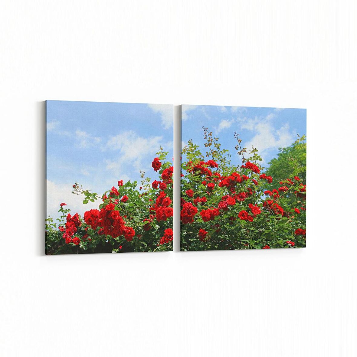 Olla 10632K2Y Ağaç Görseli Kare 2'li Yatay Kanvas Tablo (Ölçü: 145X70)