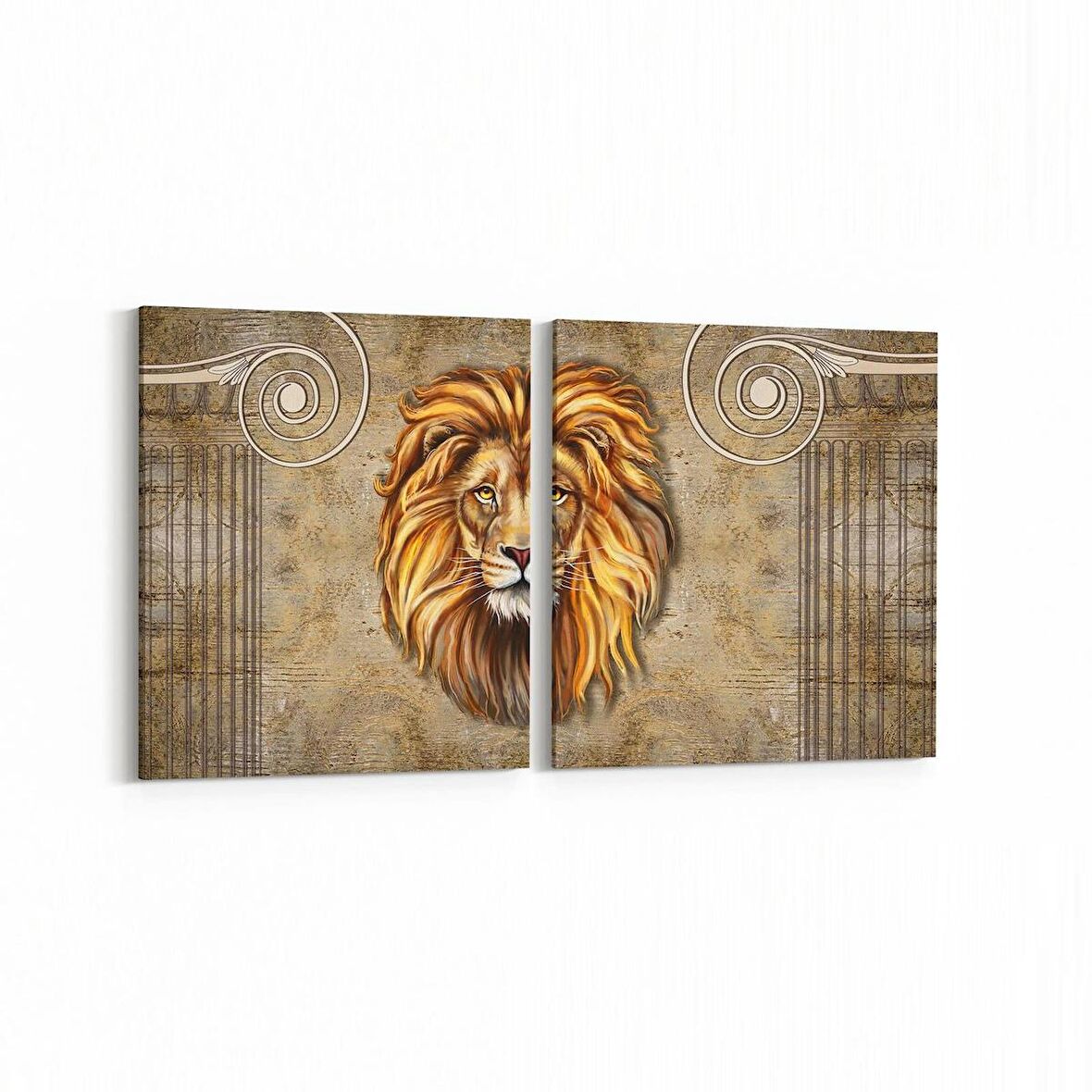 Olla 12510K2Y Hayvanlar Alemi Görseli Kare 2'li Yatay Kanvas Tablo (Ölçü: 145X70)