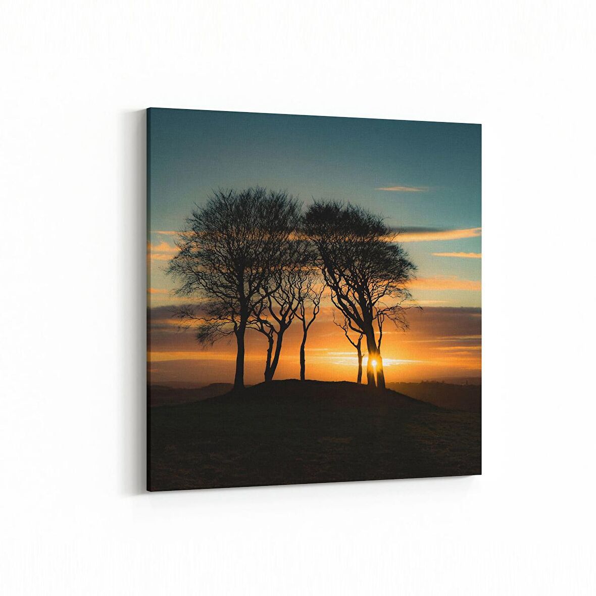 Olla 15896K Günbatımı Görseli Kare Kanvas Tablo (Ölçü: 25X25)