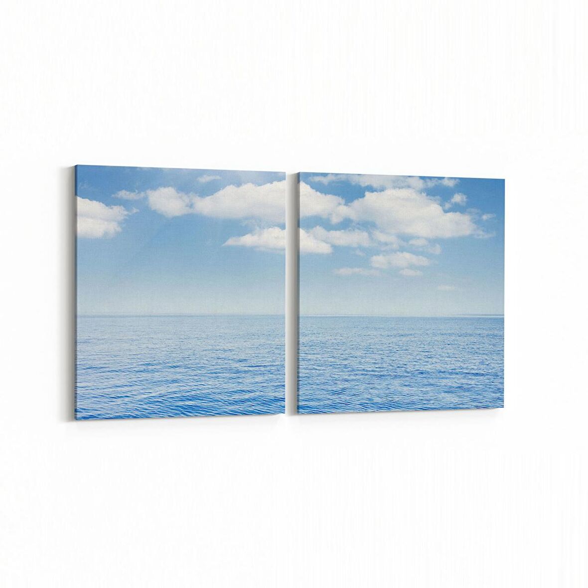 Olla 16386K2Y Kumsal / Sahil Görseli Kare 2'li Yatay Kanvas Tablo (Ölçü: 65X30)