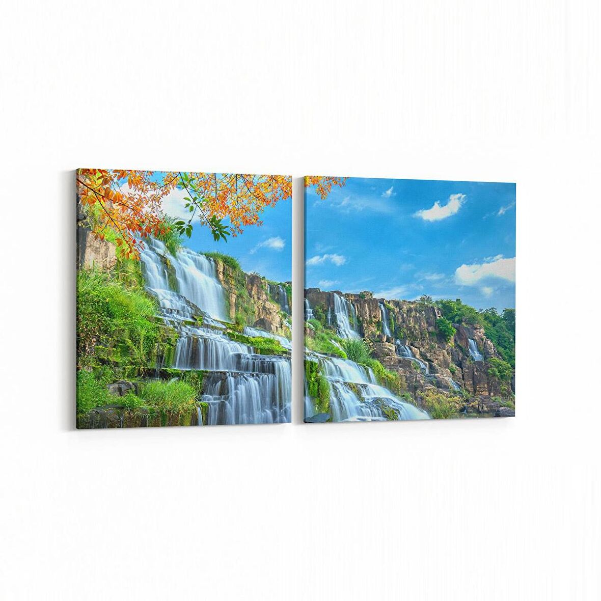 Olla 13378K2Y Doğa / Manzara Görseli Kare 2'li Yatay Kanvas Tablo (Ölçü: 145X70)