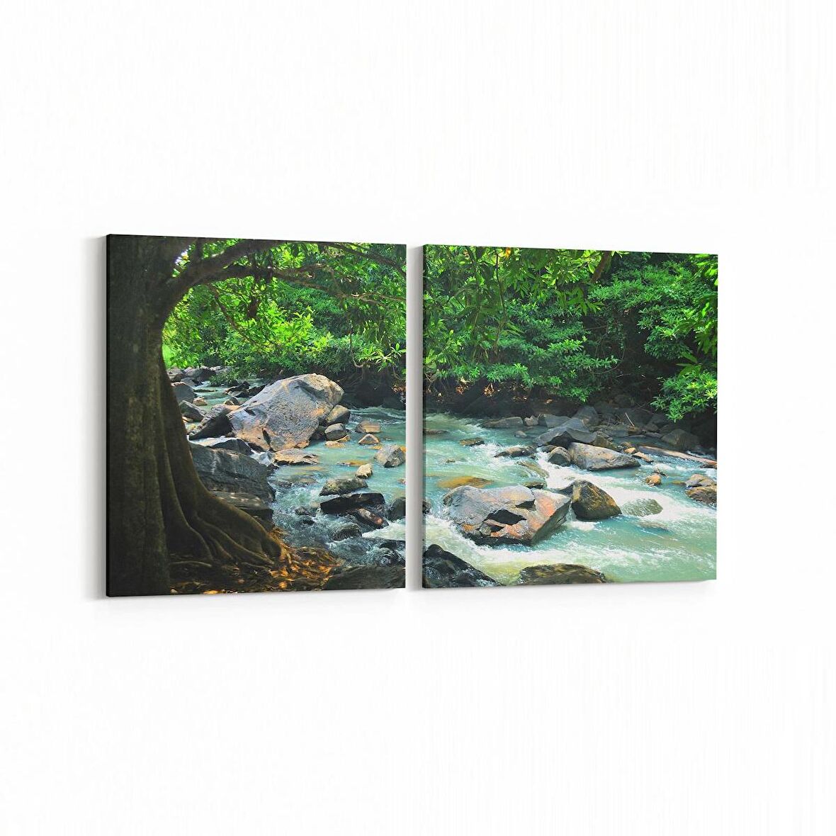 Olla 13217K2Y Doğa / Manzara Görseli Kare 2'li Yatay Kanvas Tablo (Ölçü: 145X70)