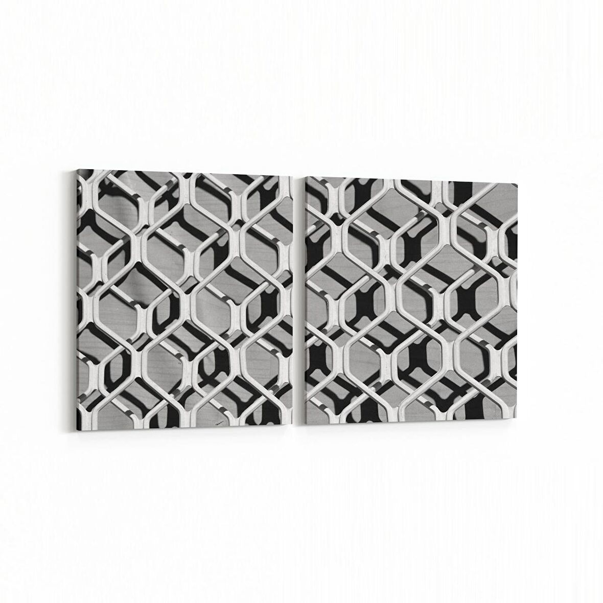 Olla 10038K2Y Abstract 3 Boyut Görsel Kare 2'li Yatay Kanvas Tablo (Ölçü: 145X70)