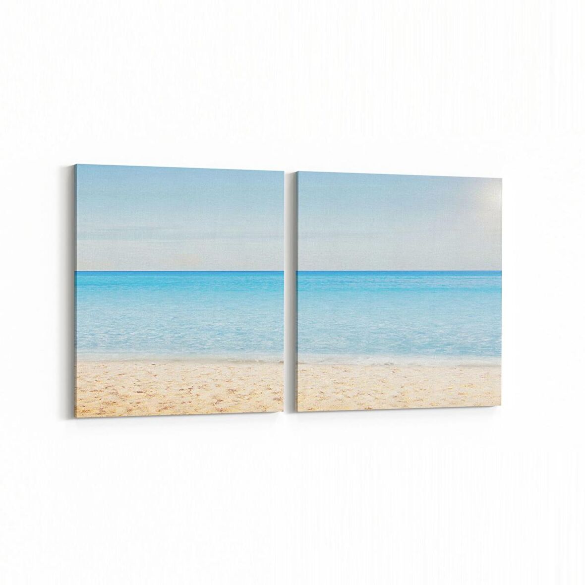 Olla 16456K2Y Kumsal / Sahil Görseli Kare 2'li Yatay Kanvas Tablo (Ölçü: 145X70)