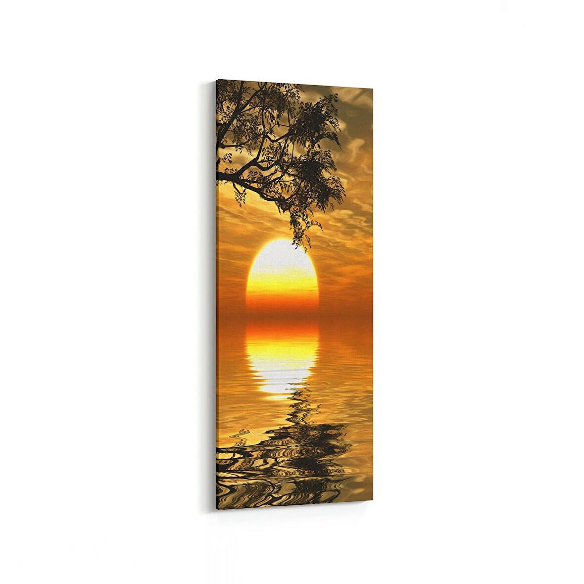 Olla 15968DI Günbatımı Görseli Dikey İnce Kanvas Tablo (Ölçü: 40X120)