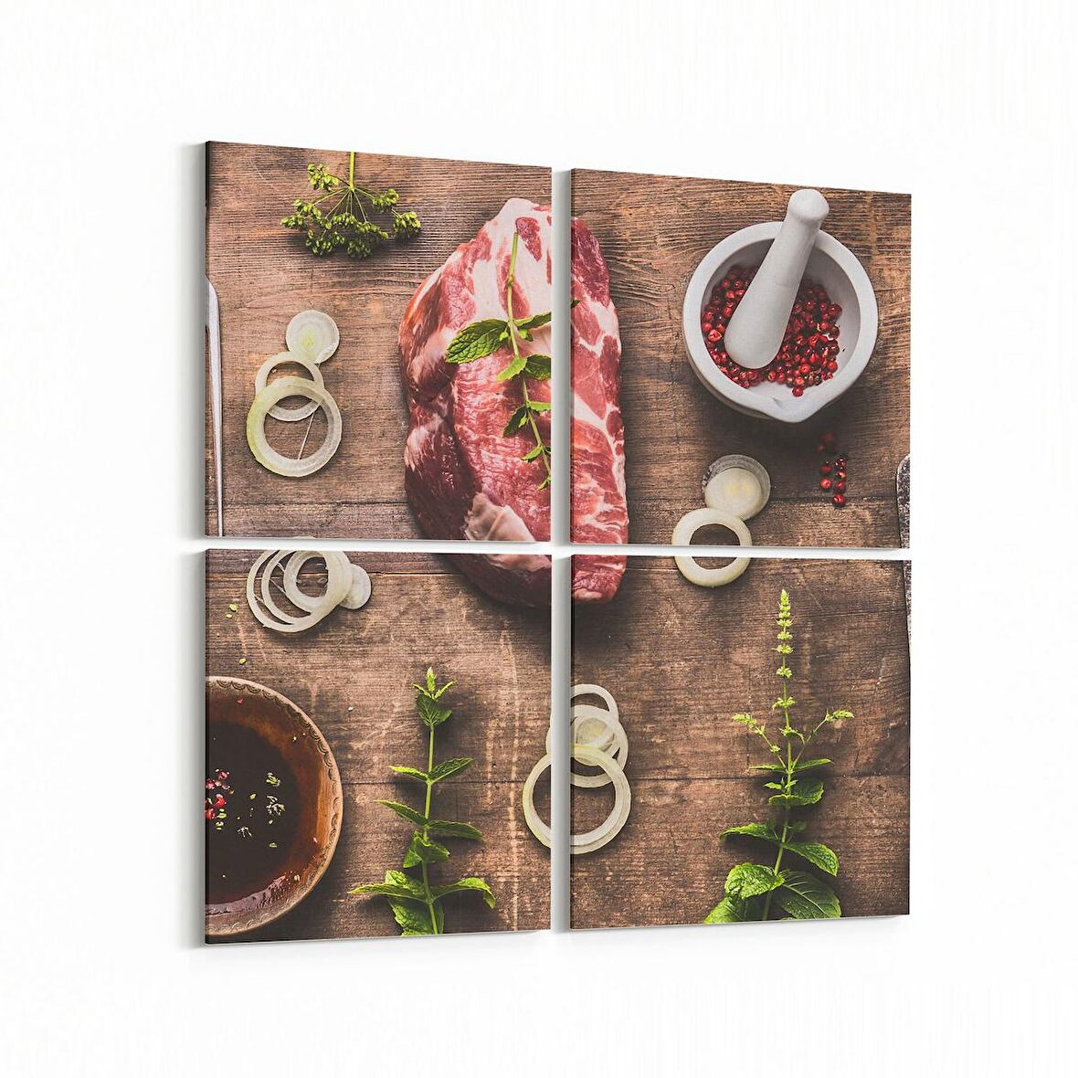 Olla 15010K4 Gıda Görseli Kare 4'lü Kanvas Tablo (Ölçü: 145X145)