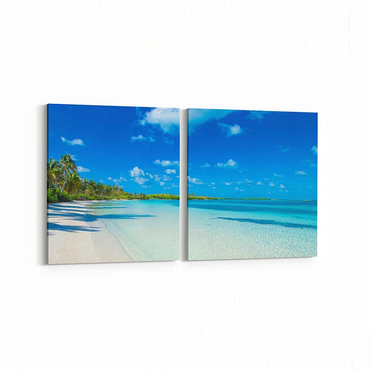 Olla 16476K2Y Kumsal / Sahil Görseli Kare 2'li Yatay Kanvas Tablo (Ölçü: 85X40)