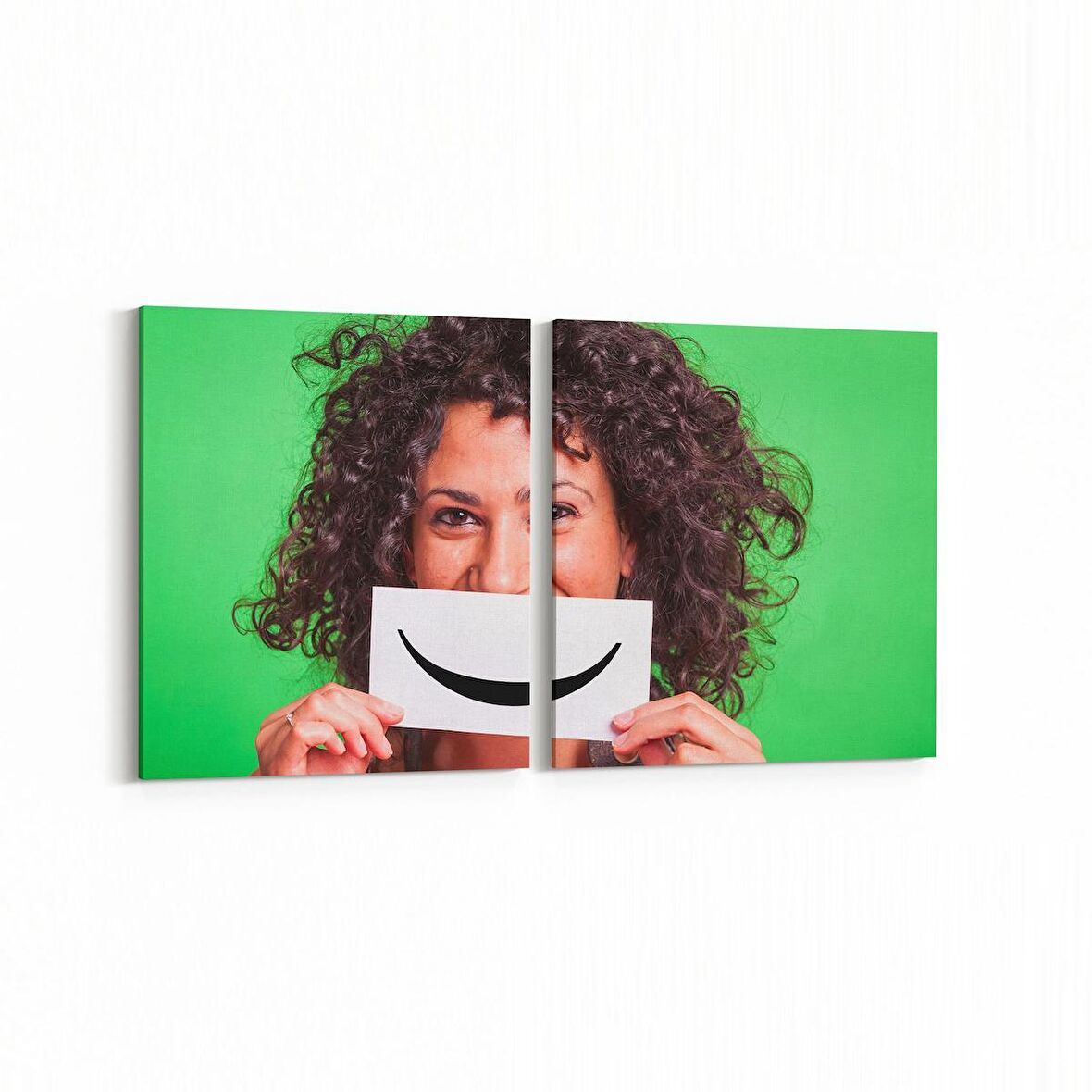 Olla 16776K2Y Model / Manken Görseli 2'li Yatay Kanvas Tablo (Ölçü: 125X60)