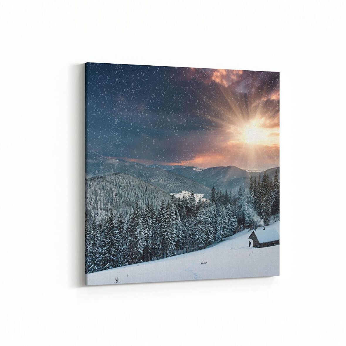 Olla 16023K Günbatımı Görseli Kare Kanvas Tablo (Ölçü: 25X25)