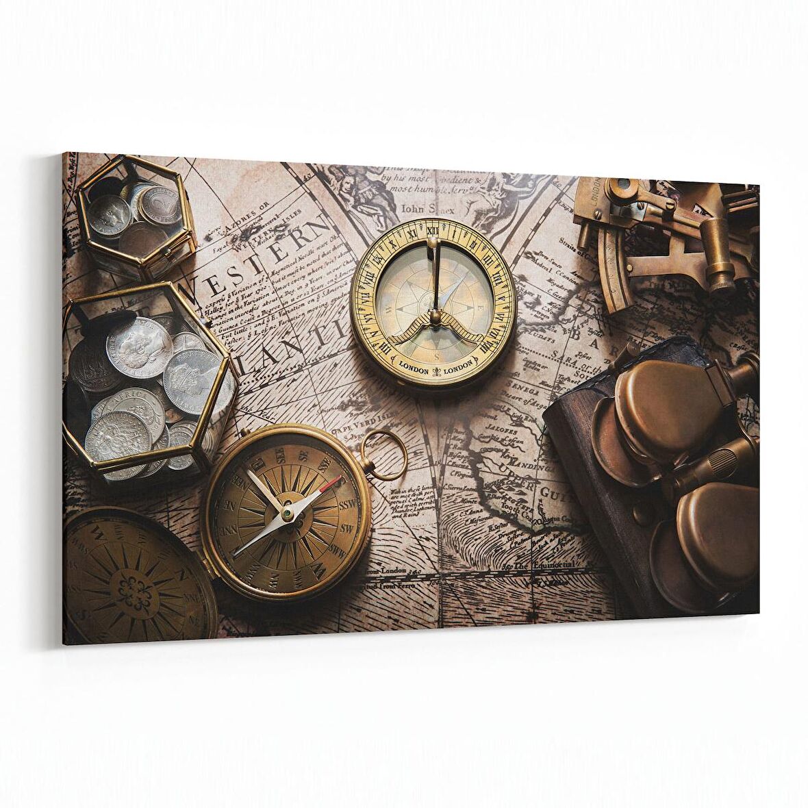 Olla 16188Y Harita Görseli Yatay Kanvas Tablo (Ölçü: 120X80)