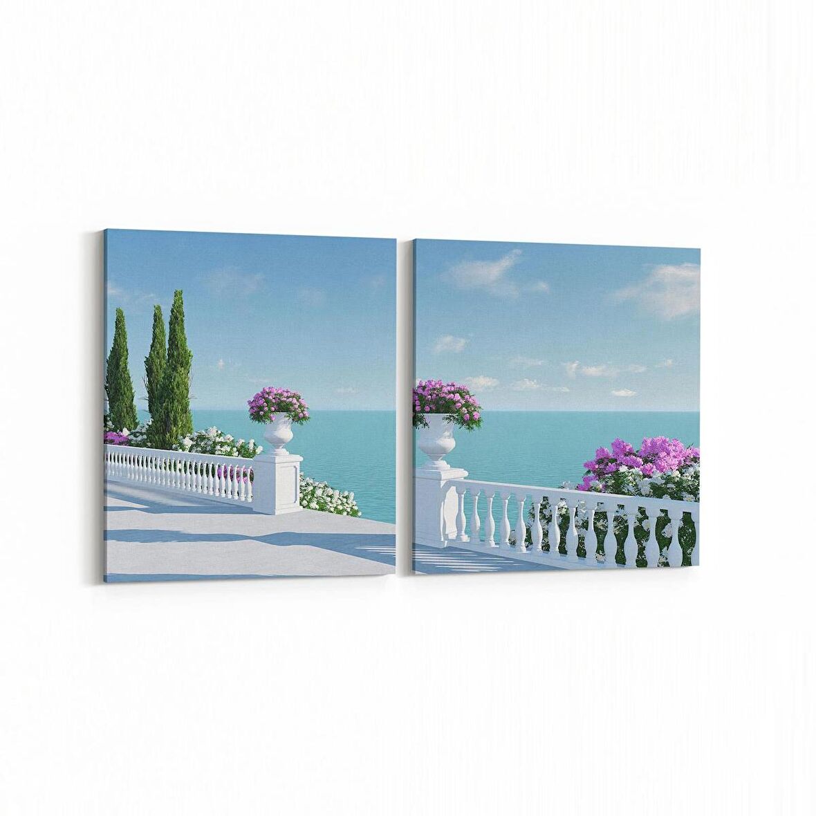 Olla 14376K2Y Doğa / Manzara Görseli Kare 2'li Yatay Kanvas Tablo (Ölçü: 145X70)