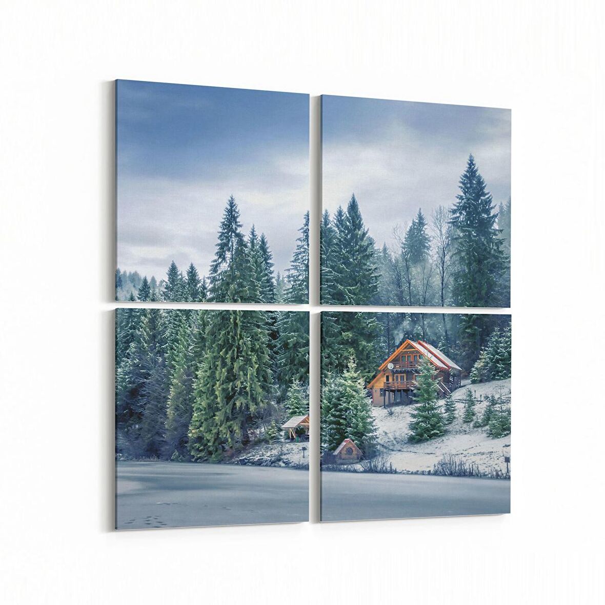 Olla 14453K4 Doğa / Manzara Görseli Kare 4'lü Kanvas Tablo (Ölçü: 145X145)