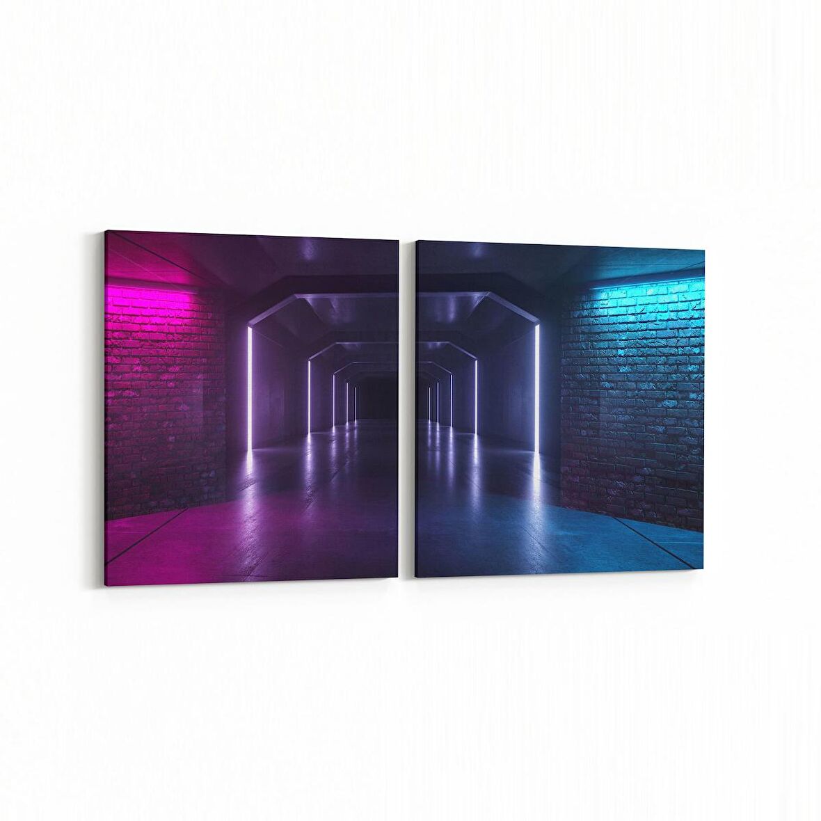 Olla 10428K2Y Abstract Tünel Görsel Kare 2'li Yatay Kanvas Tablo (Ölçü: 65X30)