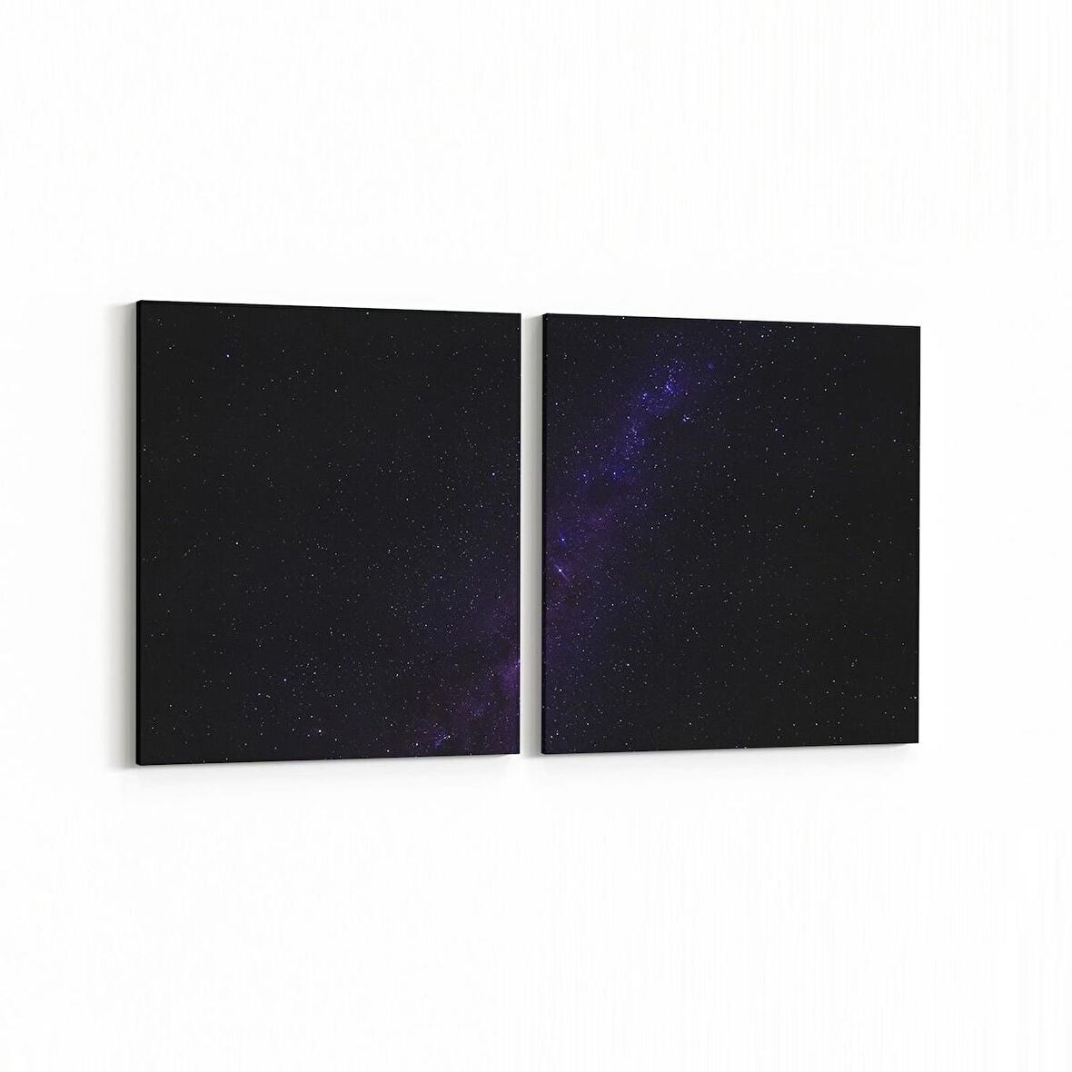 Olla 14688K2Y Gece Gökyüzü Görseli Kare 2'li Yatay Kanvas Tablo (Ölçü: 105X50)