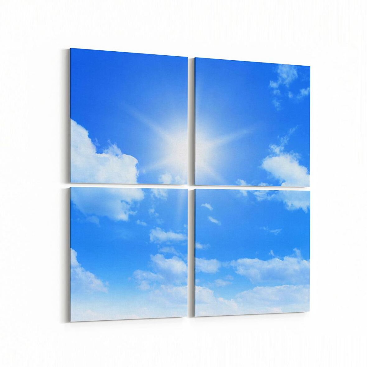 Olla 15767K4 Gökyüzü Bulut Görseli Kare 4'lü Kanvas Tablo (Ölçü: 105X105)