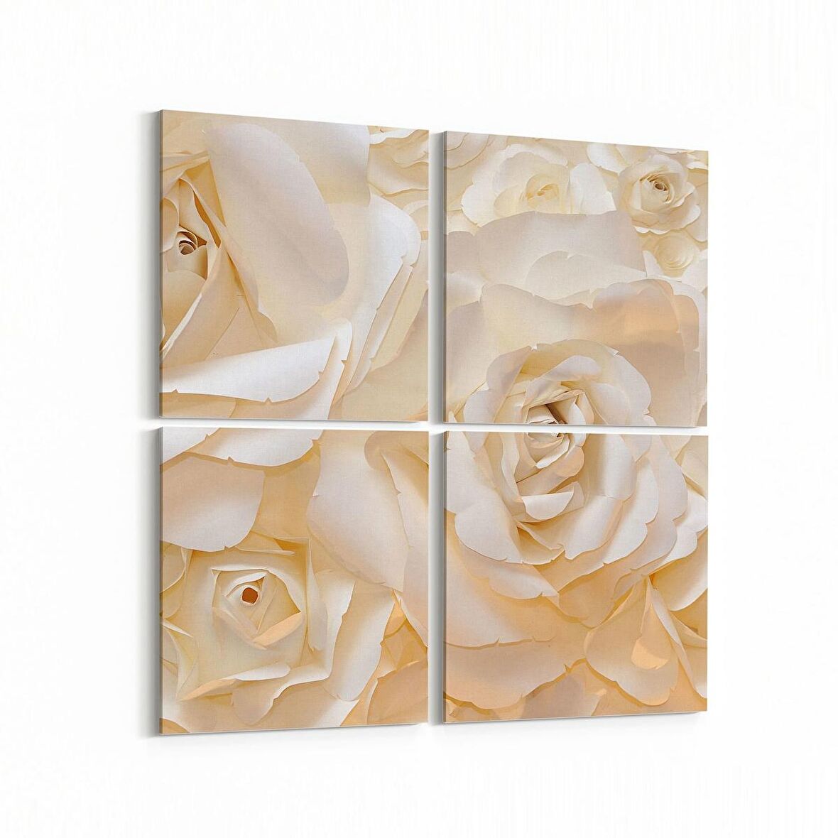 Olla 11582K4 Çiçek Görseli Kare 4'lü Kanvas Tablo (Ölçü: 65X65)