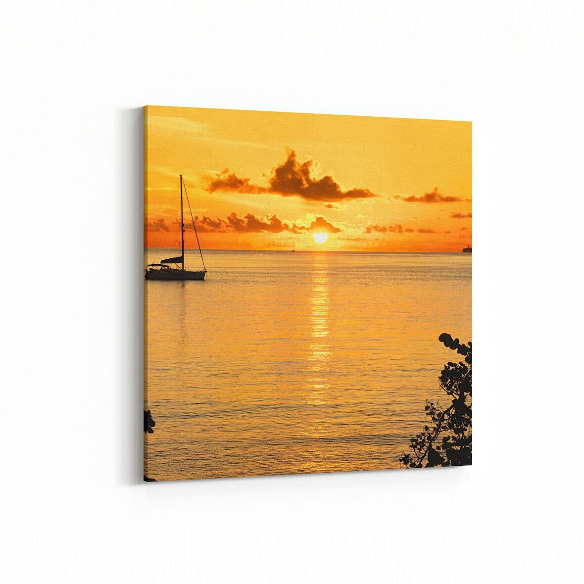 Olla 16080K Günbatımı Görseli Kare Kanvas Tablo (Ölçü: 25X25)