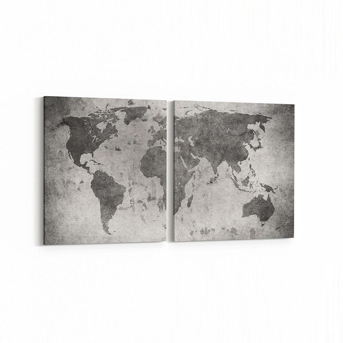 Olla 16204K2Y Harita Görseli Kare 2'li Yatay Kanvas Tablo (Ölçü: 125X60)