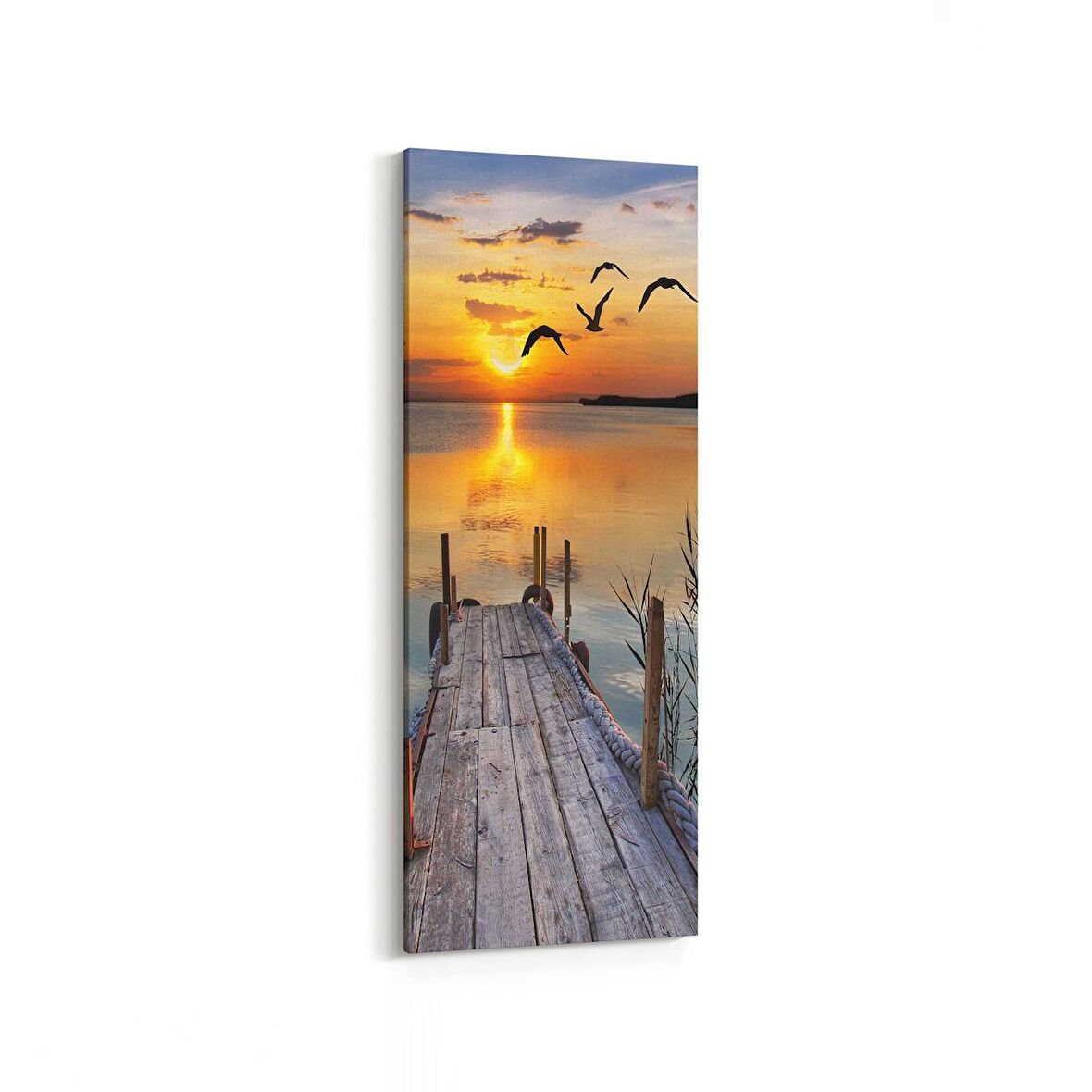 Olla 16128DI Günbatımı Görseli Dikey İnce Kanvas Tablo (Ölçü: 40X120)