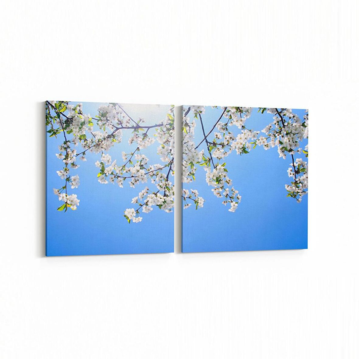 Olla 10909K2Y Ağaç Görseli Kare 2'li Yatay Kanvas Tablo (Ölçü: 125X60)