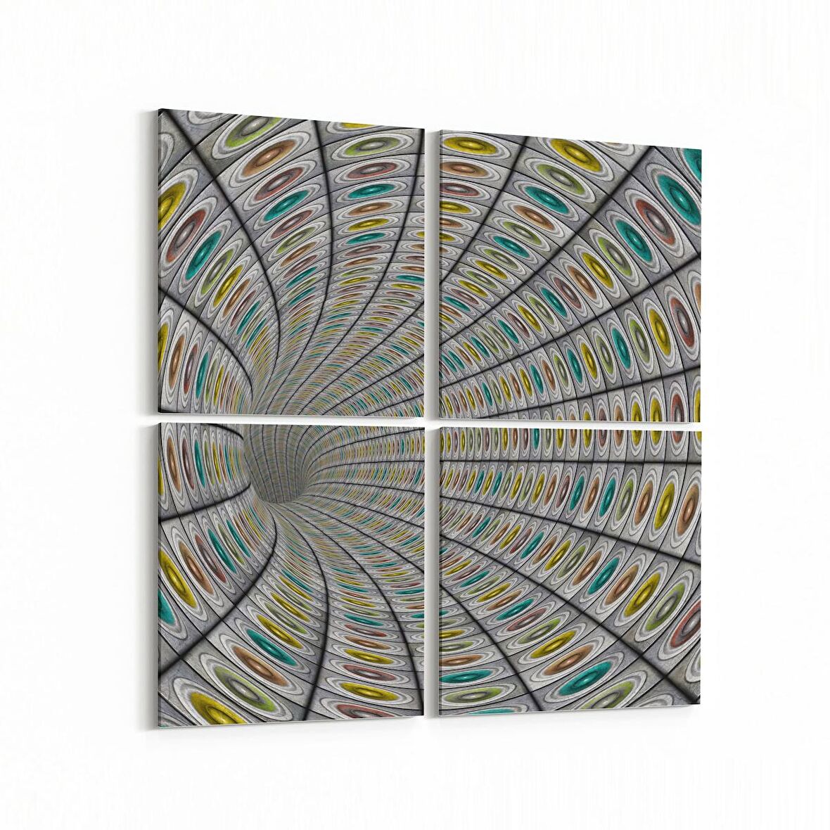 Olla 10229K4 Abstract Girdap Görsel Kare 4'lü Kanvas Tablo (Ölçü: 65X65)