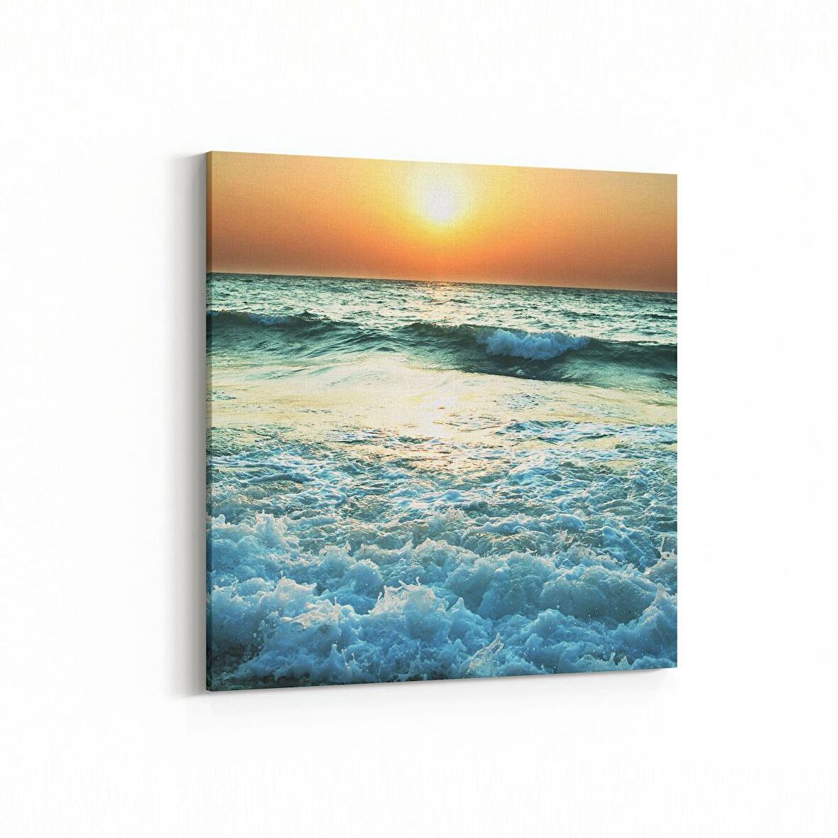 Olla 15976K Günbatımı Görseli Kare Kanvas Tablo (Ölçü: 25X25)