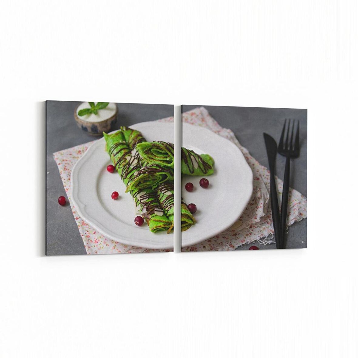 Olla 15044K2Y Gıda Görseli Kare 2'li Yatay Kanvas Tablo (Ölçü: 125X60)