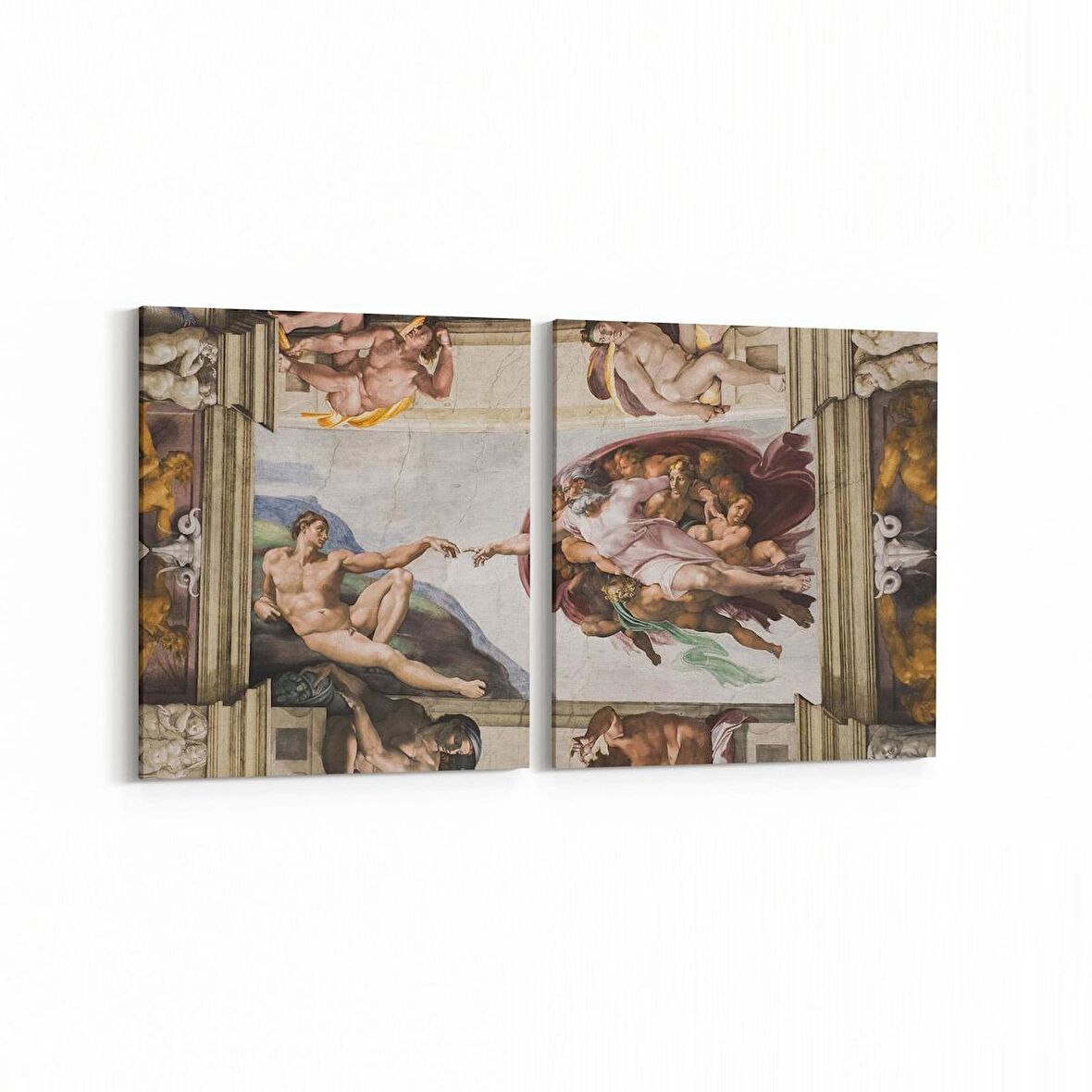 Olla 16280K2Y Heykel / Sanat Görseli Kare 2'li Yatay Kanvas Tablo (Ölçü: 125X60)