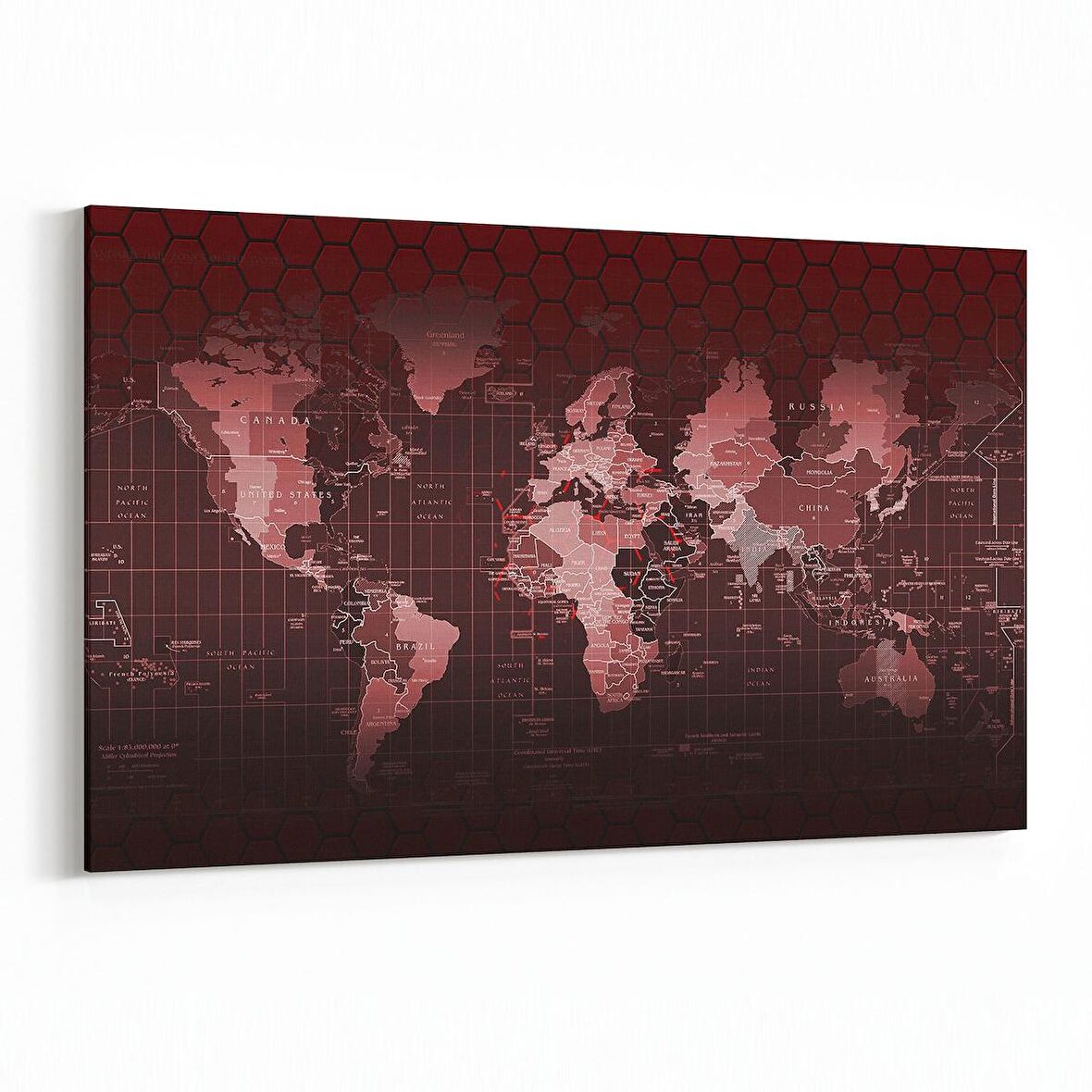 Olla 16236Y Harita Görseli Yatay Kanvas Tablo (Ölçü: 45X30)