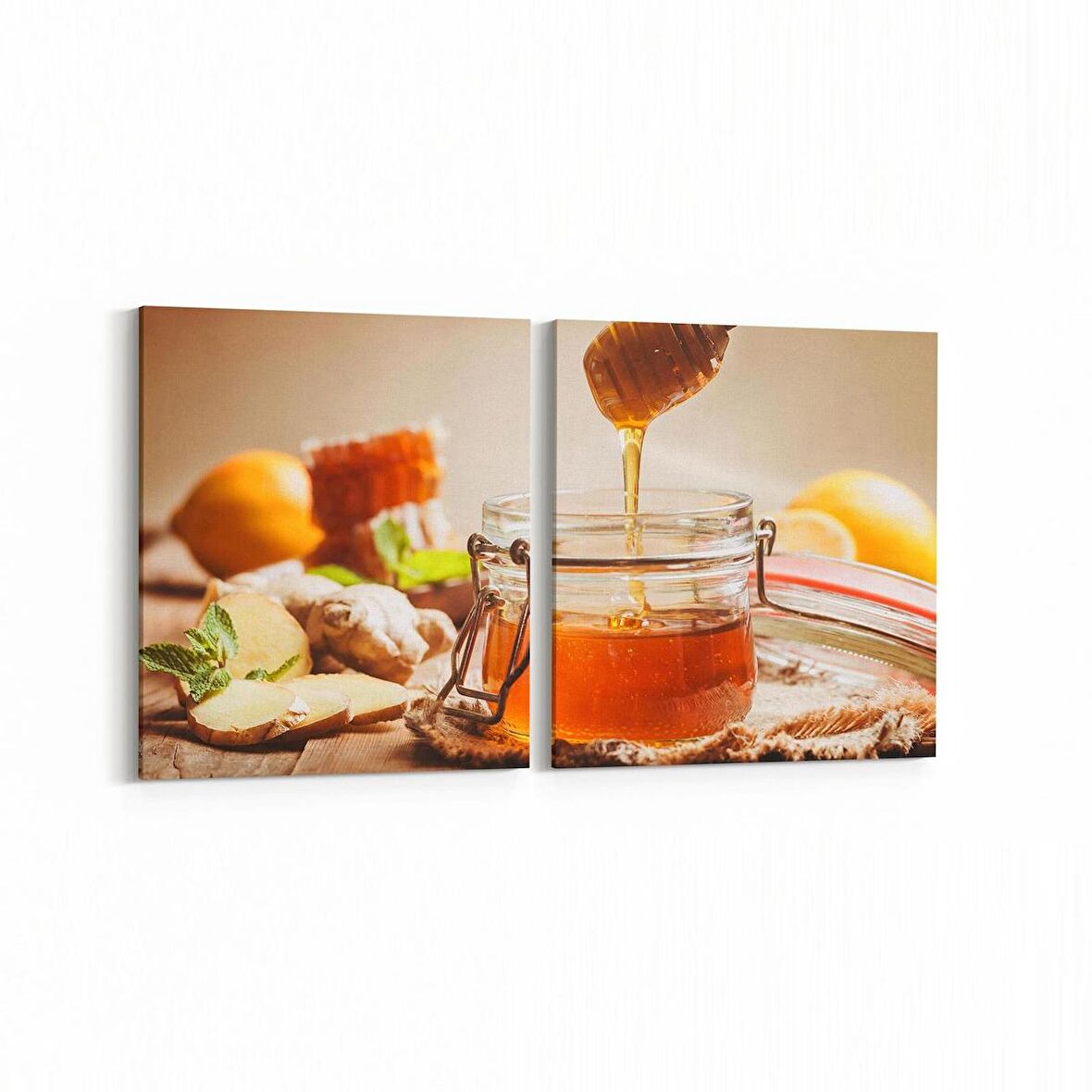 Olla 15223K2Y Gıda Görseli Kare 2'li Yatay Kanvas Tablo (Ölçü: 125X60)