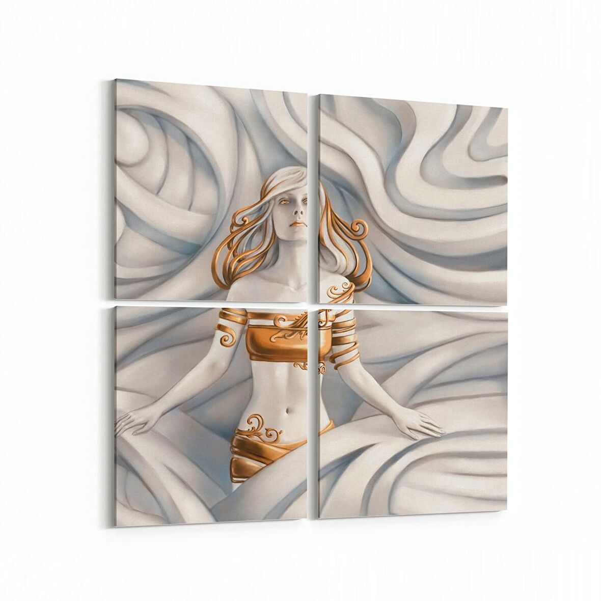 Olla 10009K4 3 Boyut Görsel Kare 4'lü Kanvas Tablo (Ölçü: 65X65)