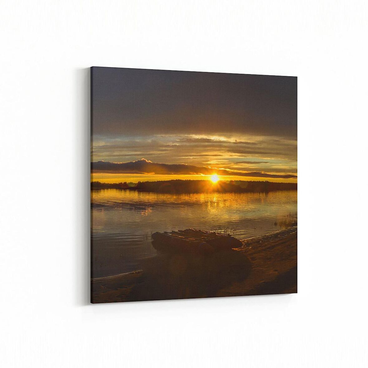 Olla 15981K Günbatımı Görseli Kare Kanvas Tablo (Ölçü: 30X30)