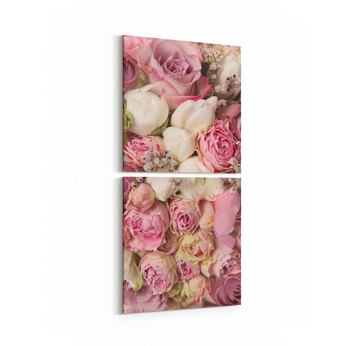 Olla 11558K2D Çiçek Görseli Kare 2'li Dikey Kanvas Tablo (Ölçü: 30X65)