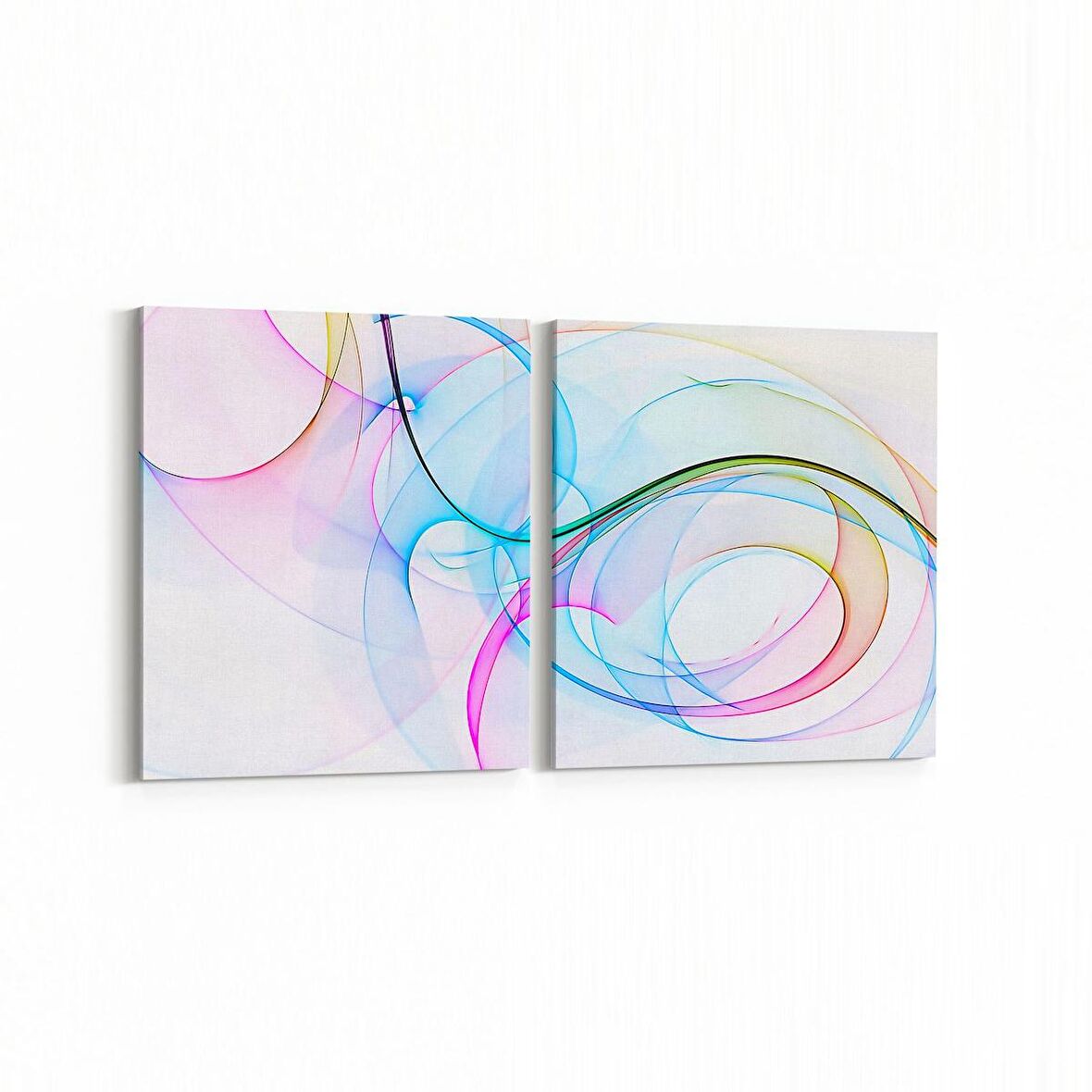 Olla 10132K2Y Abstract Görsel Kare 2'li Yatay Kanvas Tablo (Ölçü: 125X60)