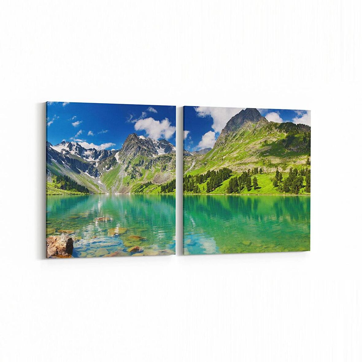 Olla 13804K2Y Doğa / Manzara Görseli Kare 2'li Yatay Kanvas Tablo (Ölçü: 125X60)