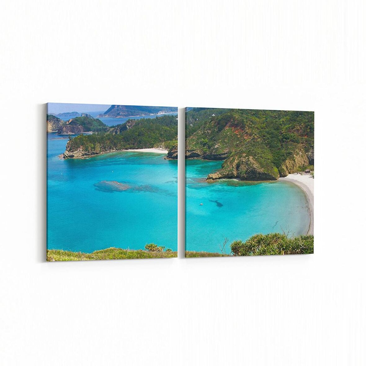 Olla 16367K2Y Kumsal / Sahil Görseli Kare 2'li Yatay Kanvas Tablo (Ölçü: 105X50)