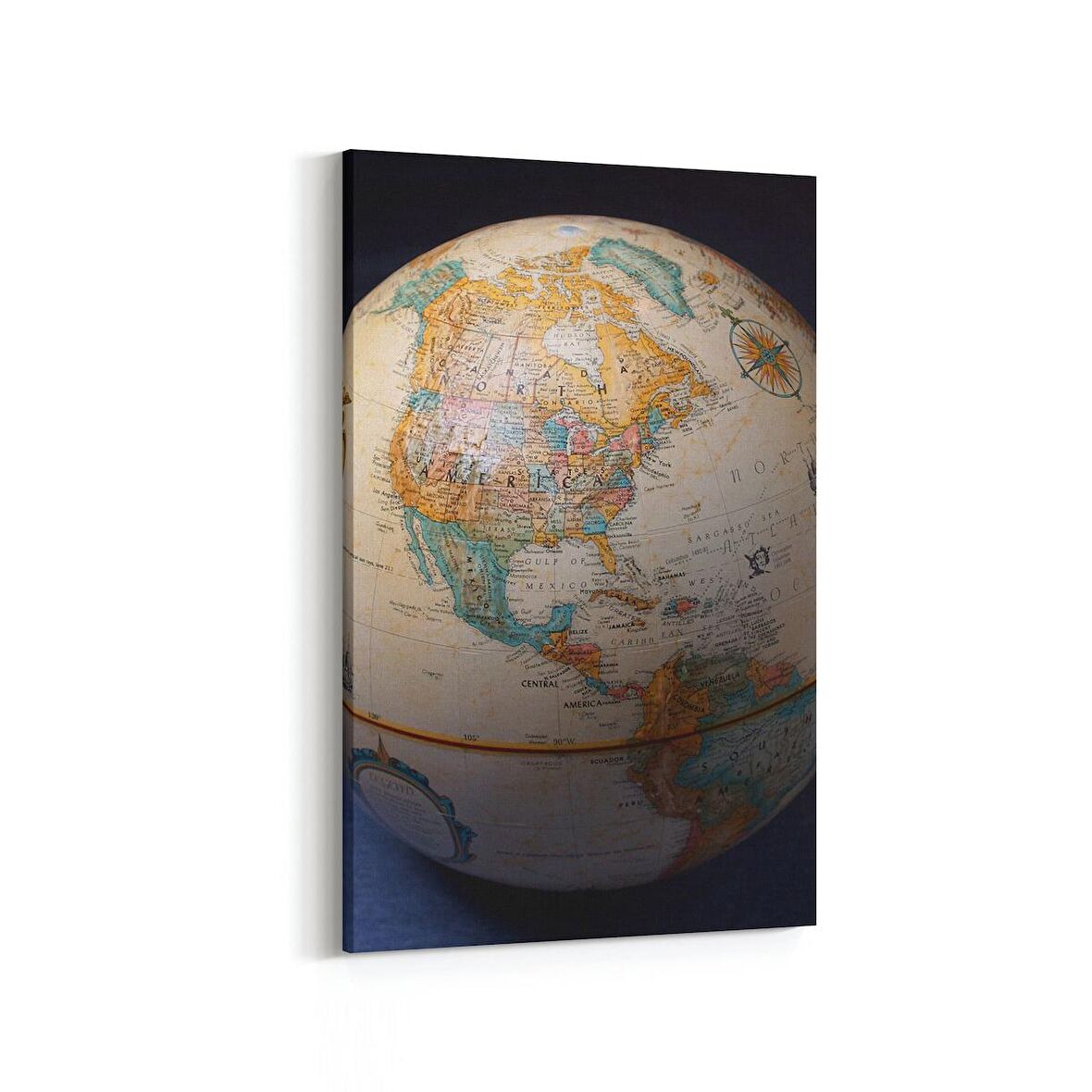 Olla 16194D Harita Görseli Dikey Kanvas Tablo (Ölçü: 100X150)