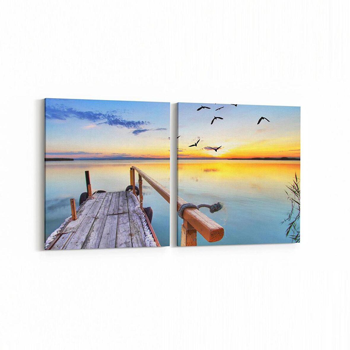 Olla 13672K2Y Doğa / Manzara Görseli Kare 2'li Yatay Kanvas Tablo (Ölçü: 65X30)