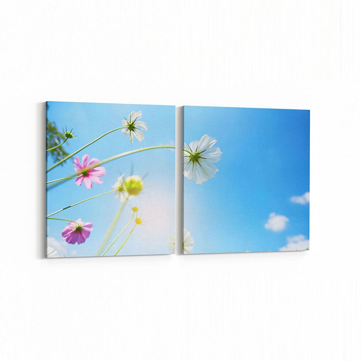 Olla 10848K2Y Ağaç Görseli Kare 2'li Yatay Kanvas Tablo (Ölçü: 125X60)