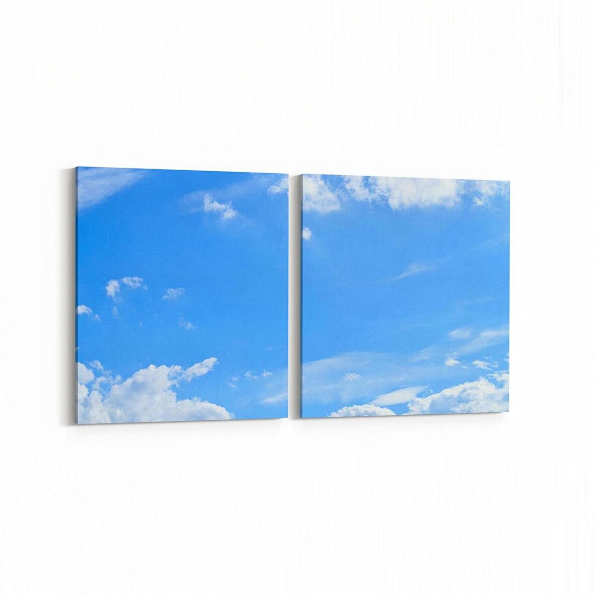 Olla 15725K2Y Gökyüzü Bulut Görseli Kare 2'li Yatay Kanvas Tablo (Ölçü: 65X30)