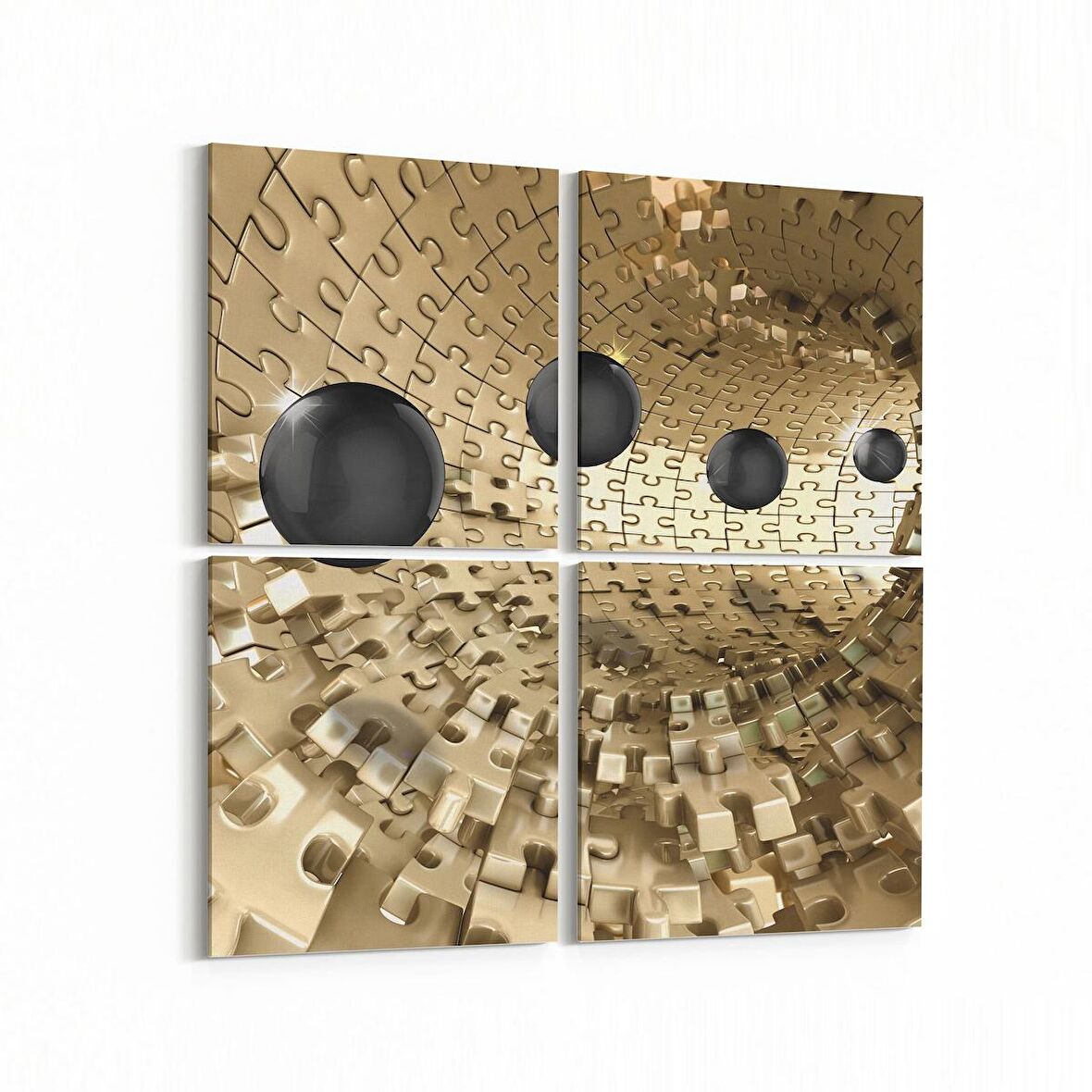 Olla 10427K4 Abstract Tünel Görsel Kare 4'lü Kanvas Tablo (Ölçü: 65X65)