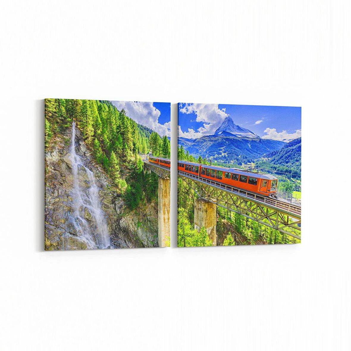 Olla 14437K2Y Doğa / Manzara Görseli Kare 2'li Yatay Kanvas Tablo (Ölçü: 125X60)