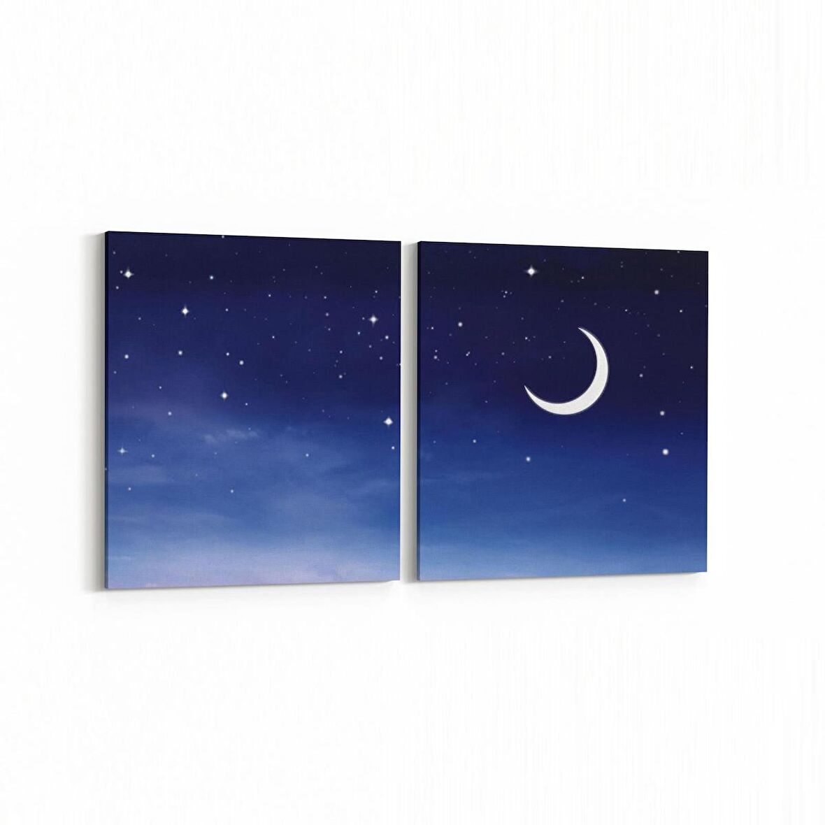 Olla 14792K2Y Gece Gökyüzü Görseli Kare 2'li Yatay Kanvas Tablo (Ölçü: 85X40)