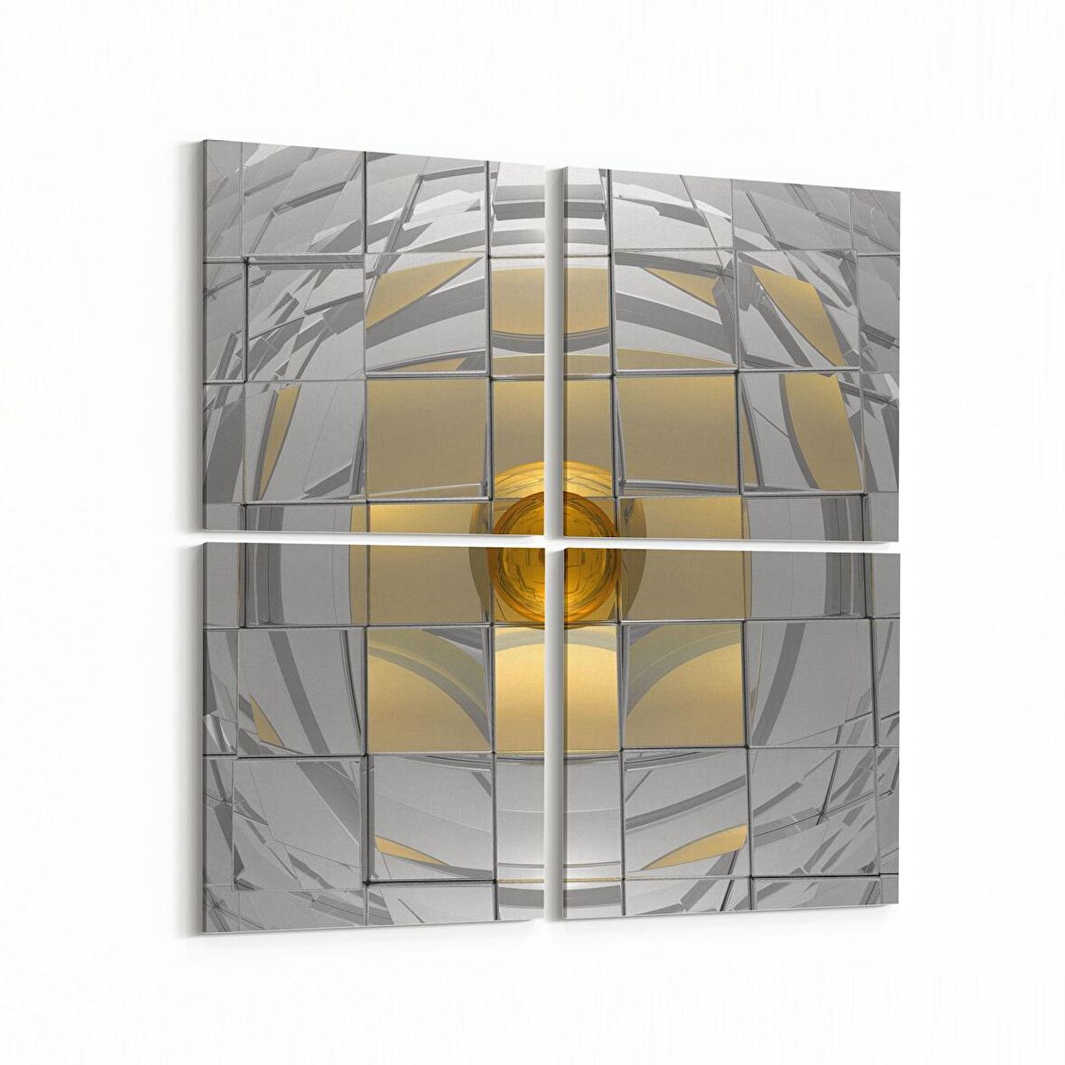 Olla 10047K4 Abstract 3 Boyut Görsel Kare 4'lü Kanvas Tablo (Ölçü: 65X65)